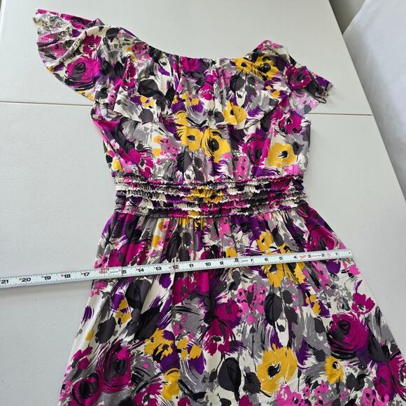 Elle Mini Dress Women's M Multi-Color Floral Stretch Ruffle Short Sleeve NWT - Picture 13 of 16